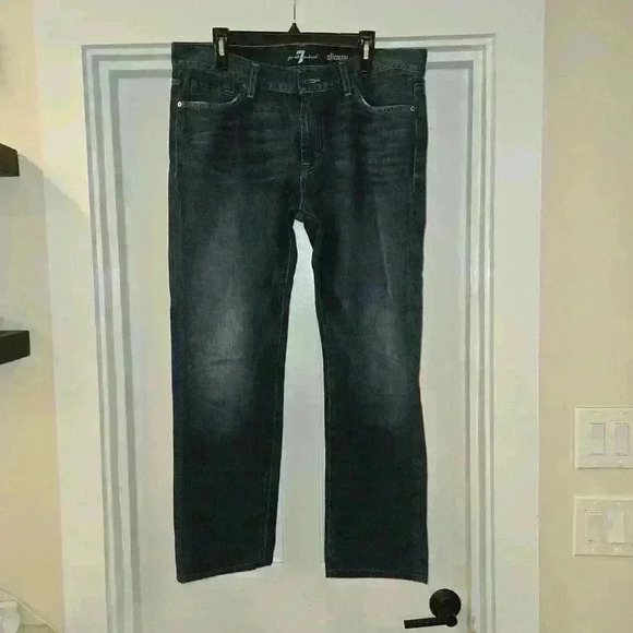 7 For All Mankind Mens Slimmy Straight Jeans Blue Size 36 - Picture 2 of 8